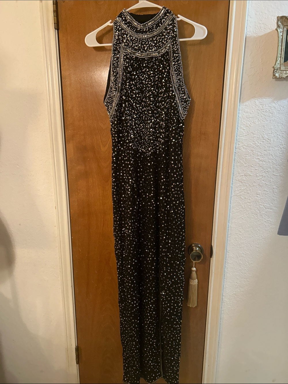 Vintage black beaded evening gown. 8. Perfect condition.